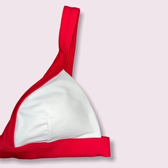 Hollister Bikini Top White Red Swimsuit Womens Size Medium - Picture 3 of 6